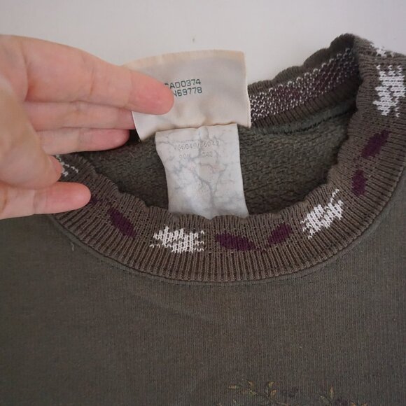 Vintage Northern Reflections Green Birdhouse Birds Leaves Sweatshirt Cabincore M - Picture 11 of 11